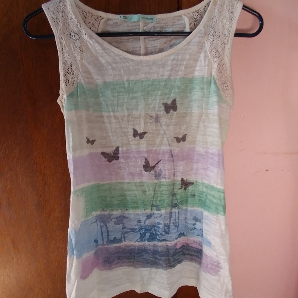 White w/ butterflies tank top